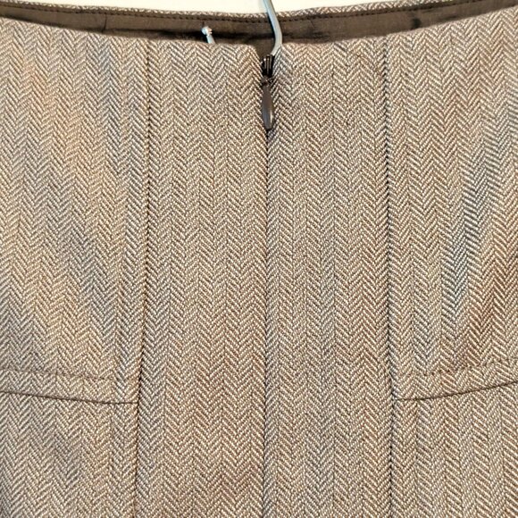 Carlisle Womens NWT Size 12 Tan Brown Herringbone Silk Wool Career Pencil Skirt - Picture 4 of 11